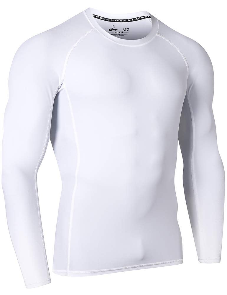 LAFROI Men's Long Sleeve UPF 50+ Baselayer Skins Performance Fit Compression Rash Guard-CLYYB Asym White Size MD - Image 3